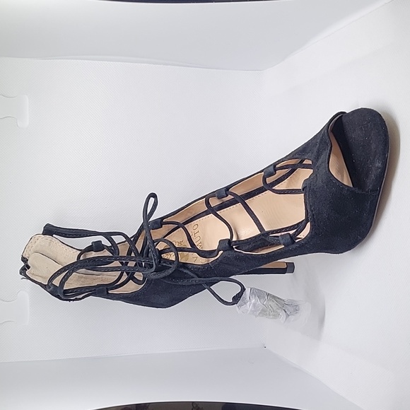 Vince Camuto Black Suede Lace Up High Heels - Picture 9 of 15